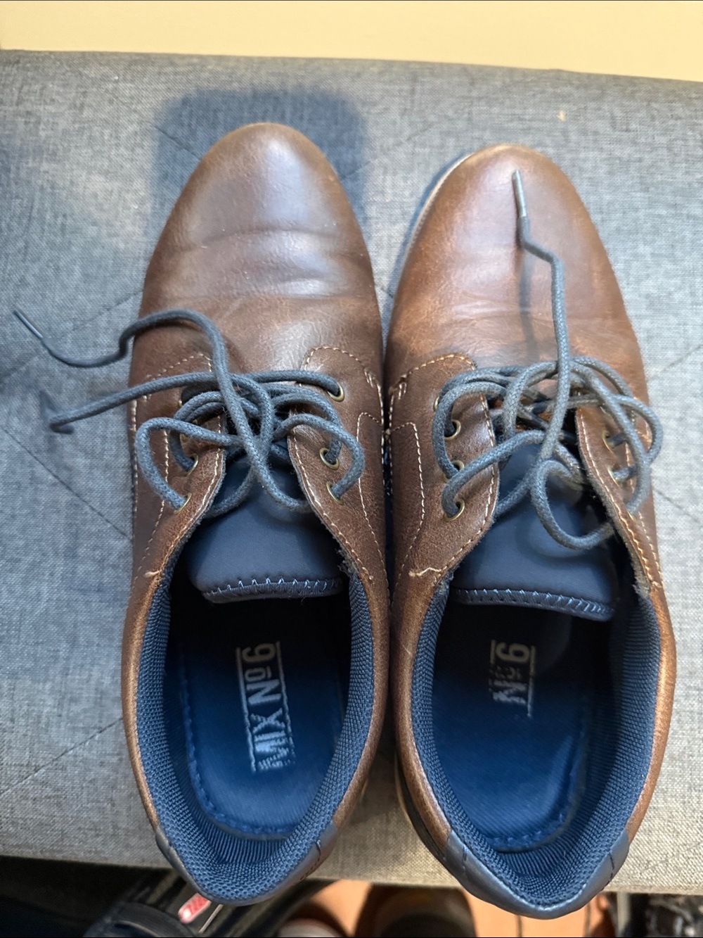 Mix No. 6 Brown Leather Lace-Up Oxfords with Navy Accents